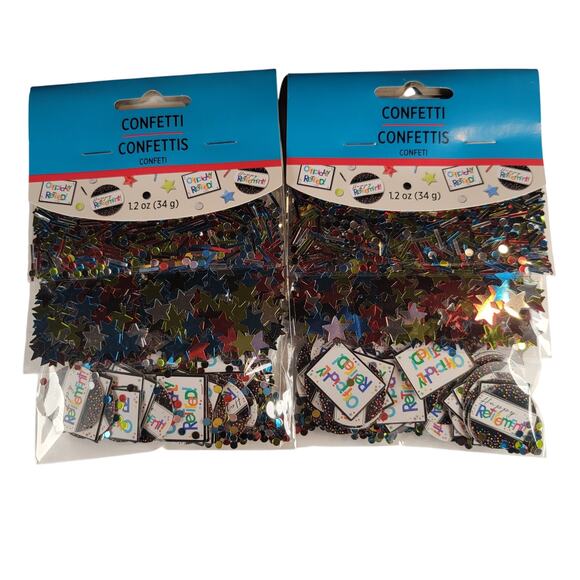 Officially Retired Party Confetti 1.2oz Stars, Dots & Signs 2 Packs Celebration - Picture 1 of 12